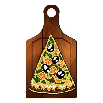 Slice of pizza on the board Stock Illustration