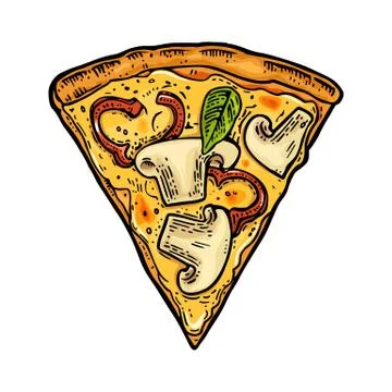 Gradient Cartoon Slice Pizza Food Takeout Fastfood Free Hand Drawn