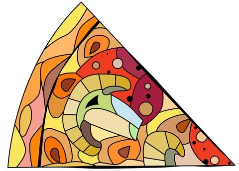 Slice of pizza, decorative zentangle vector illustration Stock Illustration