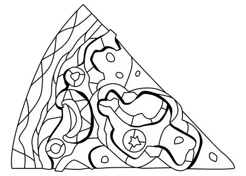 Slice of pizza, decorative zentangle vector illustration for coloring Stock Illustration