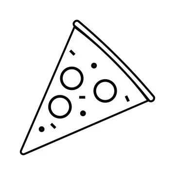 Slice of pizza icon. Web design pizzeria symbol. Delicious food vector image. Stock Illustration