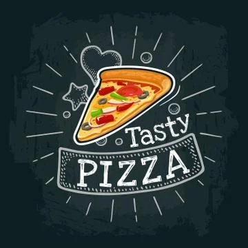 Slice pizza mexican. Vector color flat illustration Illustrazione stock