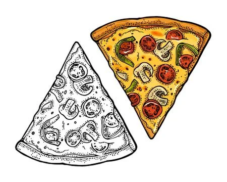 Slice pizza mexican. Vintage vector engraving illustration for poster, menu, box Illustrazione stock