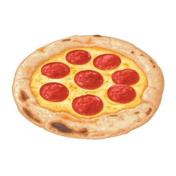Slice pizza pepperoni. Top view. Vector color realistic illustration for post イラスト素材