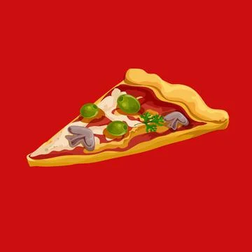 Slice Pizza Pepperoni. Vector Flat Illustration Stock Illustration