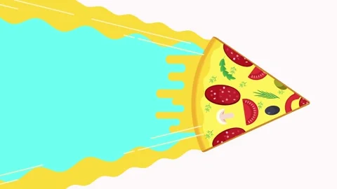Slice of pizza rushes through space, slicing through the air. Stock Footage 150864065