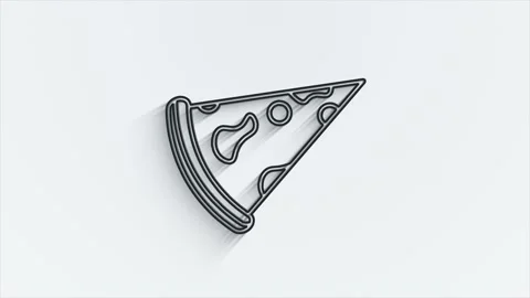 Slice of pizza shadow icon isolated on green background. Motion graphics. Stock Footage 153864820