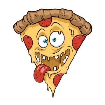 Slice of pizza smile on white background Stock Illustration