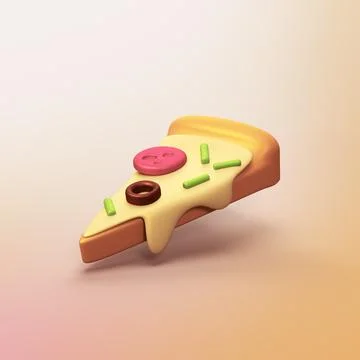 Slice of pizza - stylized 3d CGI icon object Stock Illustration