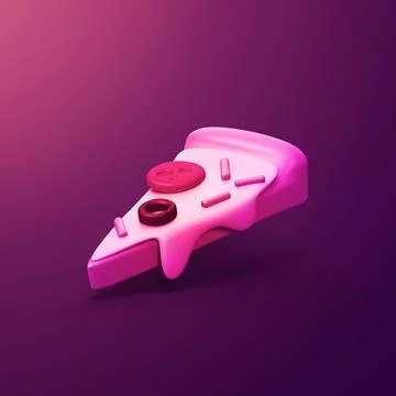 Slice of pizza - stylized 3d CGI icon object, Not gen Ai Stock Illustration