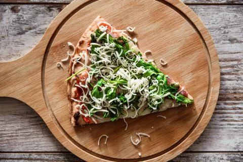 Slice pizza top down Stockfoto's