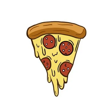 A slice of pizza. Vector freehand drawing. Illustration in cartoon style. Stock Illustration