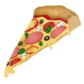 A slice of pizza on white background Stock Illustration