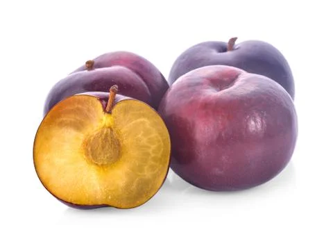 Slice plum isolated on white background. Stock Photos
