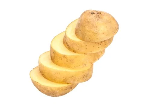 Slice potato on white Stock Photos