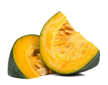 Slice of pumpkin isolated on white background Stock Photos