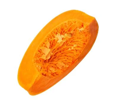 Slice of pumpkin isolated on white background without shadow, top view, flat lay Stock Photos