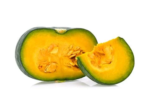 Slice of pumpkin isolated on white background. Stock Photos