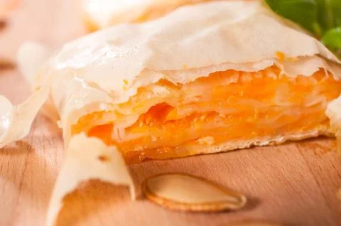 Slice of pumpkin pie Stock Photos