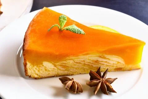 Slice of pumpkin pie Stock Photos