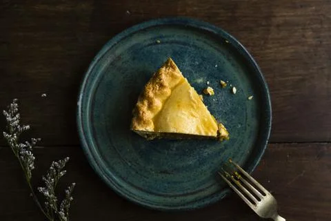 Slice of pumpkin pie on a plate Stock Photos