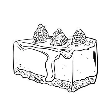 Slice of Raspberry Cheesecake. Traditional sweet bakery. Vector engraved icon Stock Illustration