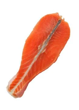 Slice Of A Raw Salmon Stock Photos