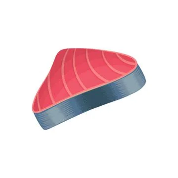 Slice of raw tuna fish meat. Seafood concept. Marine product. Graphic design Stock Illustration