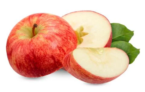 Slice red apple isolated on white clipping path Stock Photos