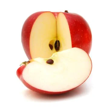 Slice of red apple on white background Stock Photos