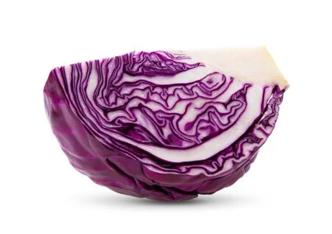 Slice red cabbage  isolated on white background. full depth of field Stock Photos