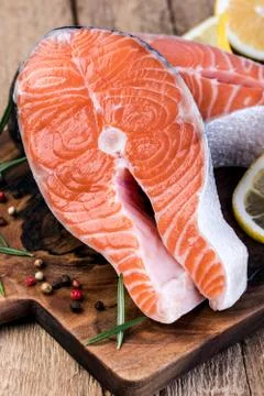 Slice of red fish salmon Stock Photos