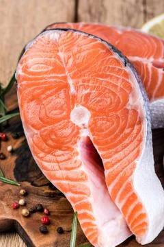 Slice of red fish salmon Stock Photos