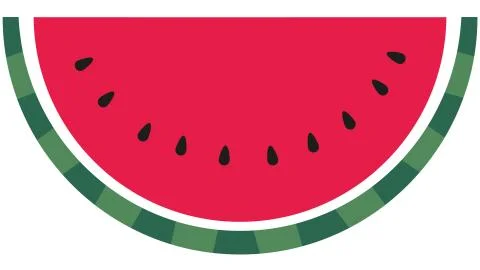 Slice of red ripe watermelon with dark seeds, illustration Stock Illustration