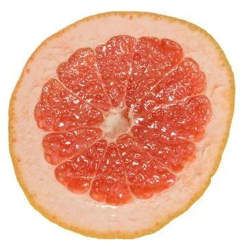A slice of ripe grapefruit on an isolated background Stock Photos