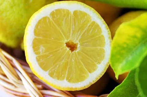 Slice of ripe lemon Stock Photos