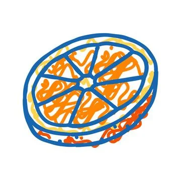Slice round orange icon doodle illustration Stock Illustration