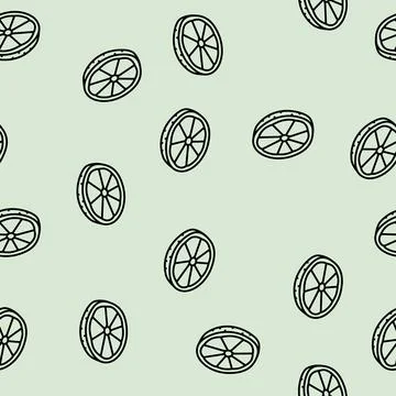 Slice round orange line seamless pattern Stock Illustration