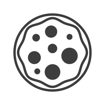 Slice from round pizza with tomato. Simple food icon in trendy line style iso Stock Illustration