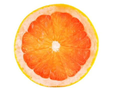 Slice of ruby grapefruit Stock Photos