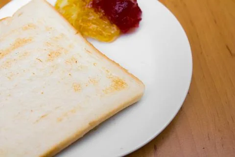 Slice of rye bread and jam Stock Photos