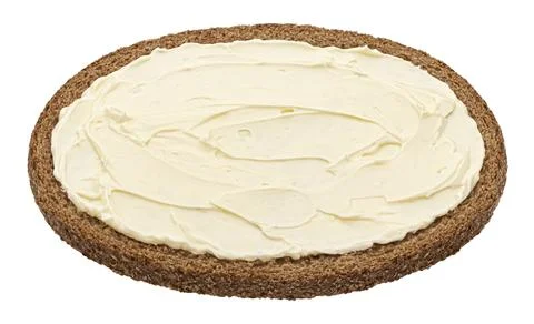 Slice of rye bread with butter isolated on white background Stock-Fotos