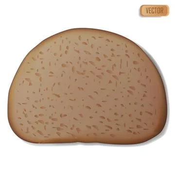 Slice of rye bread. Realistic isolated on white background vector illustration Illustrazione stock