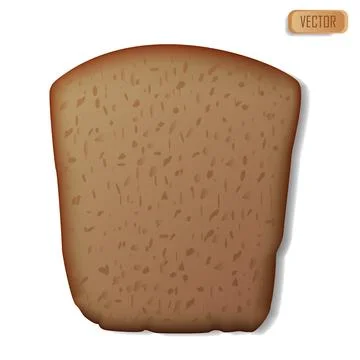 Slice of rye bread. Realistic isolated on white background vector illustration Stock Illustration