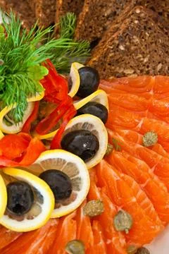 Slice salmon with bread Stock Photos