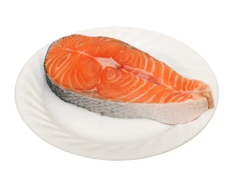 A slice of salmon fish Stock Photos