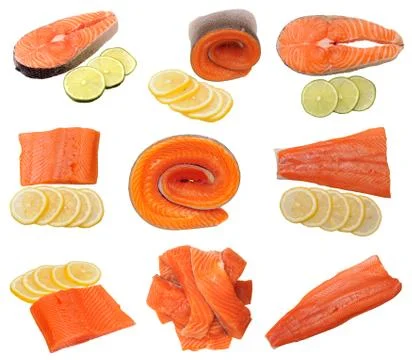 A slice of salmon fish Stock Photos