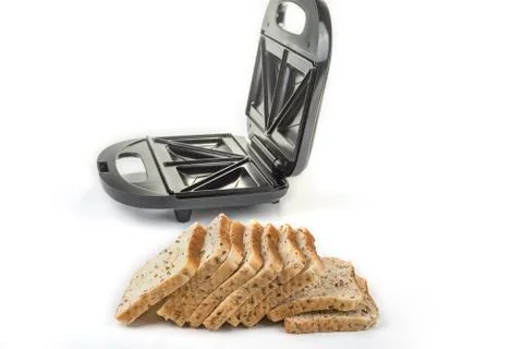 Slice sandwich toaster on a white background Stock Photos