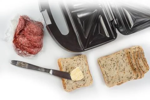 Slice sandwich toaster on a white background Stock Photos
