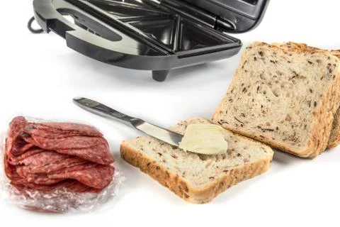 Slice sandwich toaster on a white background Stock Photos